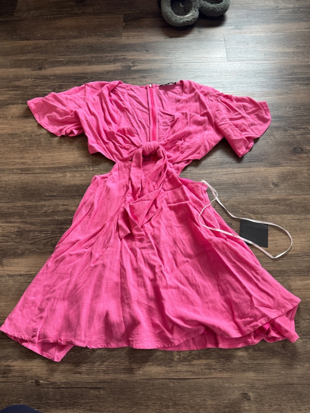 Lulu's Hot Pink Tie-Front Mini Dress
